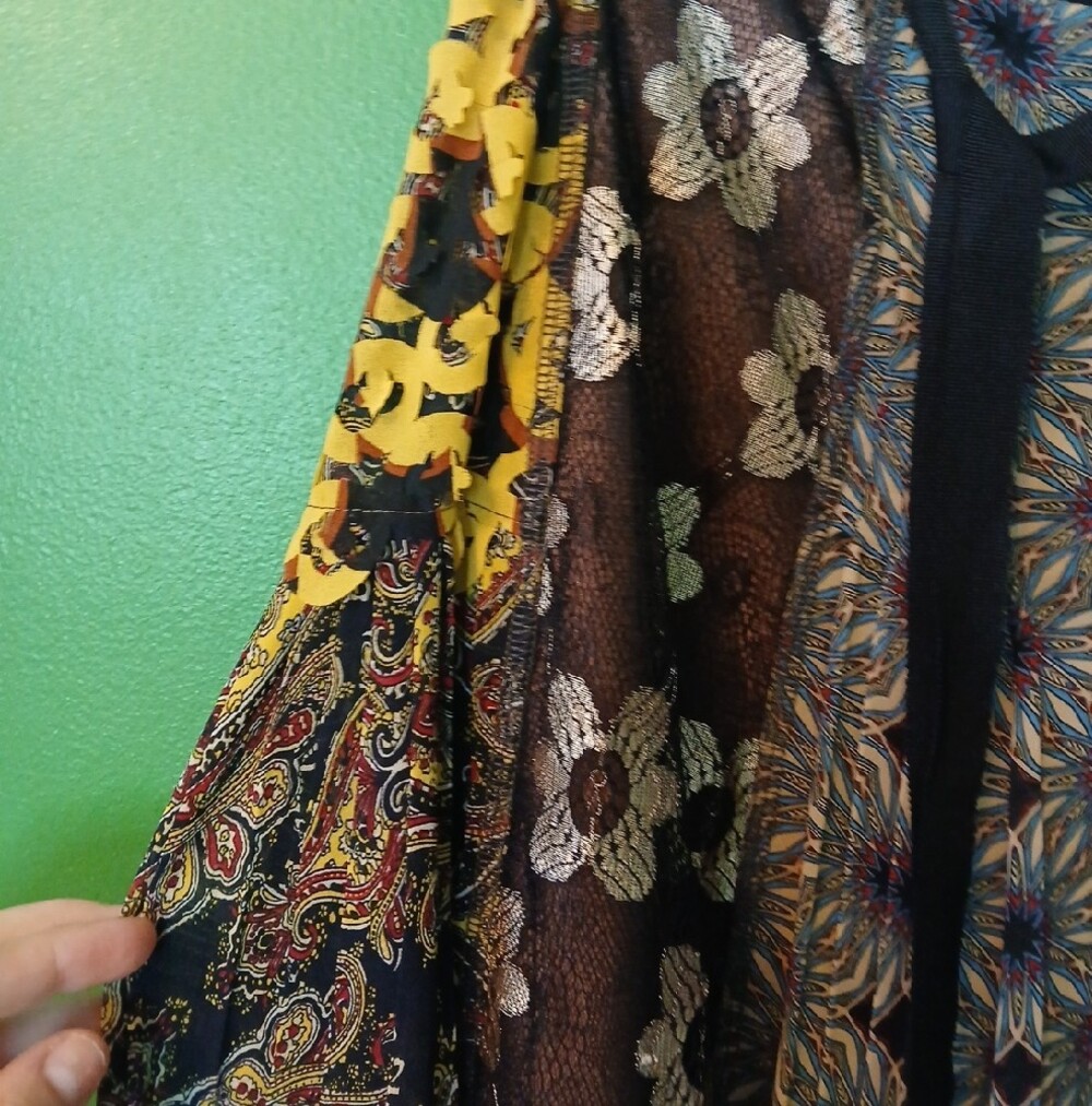 Beguile By Byron Lars Bohemian Multi-Pattern Maxi Skirt - Black & Multicolor - Picture 2 of 12